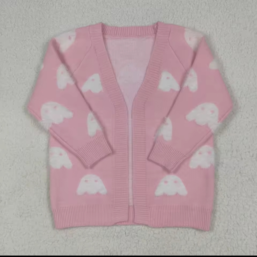 Pink Ghost Pattern Cardigan